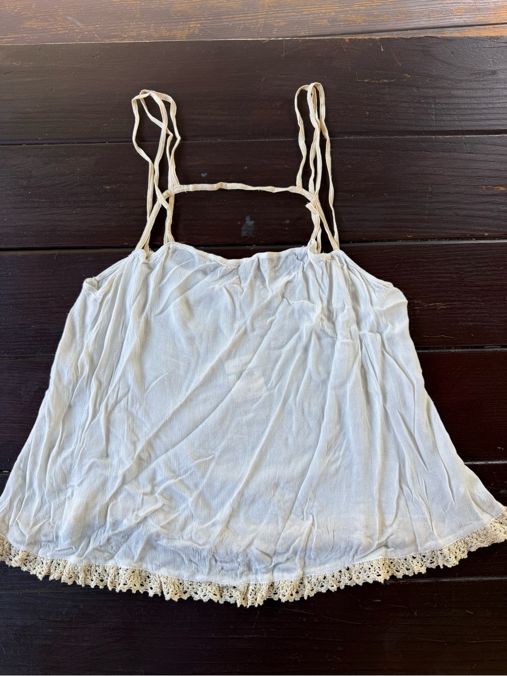 Free People Intimately Ivory Lace Trim Camisole Tank Top Size L